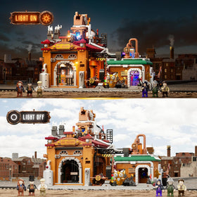 Lumibricks Steampunk Ore Factory minecart track ready for dynamic play.