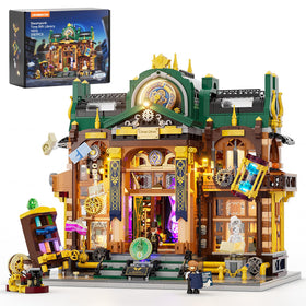 Lumibricks Steampunk Time-Rift Library lighting enhances display with dramatic LEDs