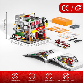 Lumibricks Street MOD Garage graffiti bricks and checkered floors boost retro vibe