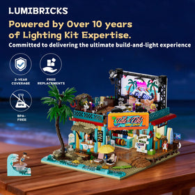 Lumibricks Surf Shop Coast Club LED lighting adds atmospheric glow to evenings by the shore.
