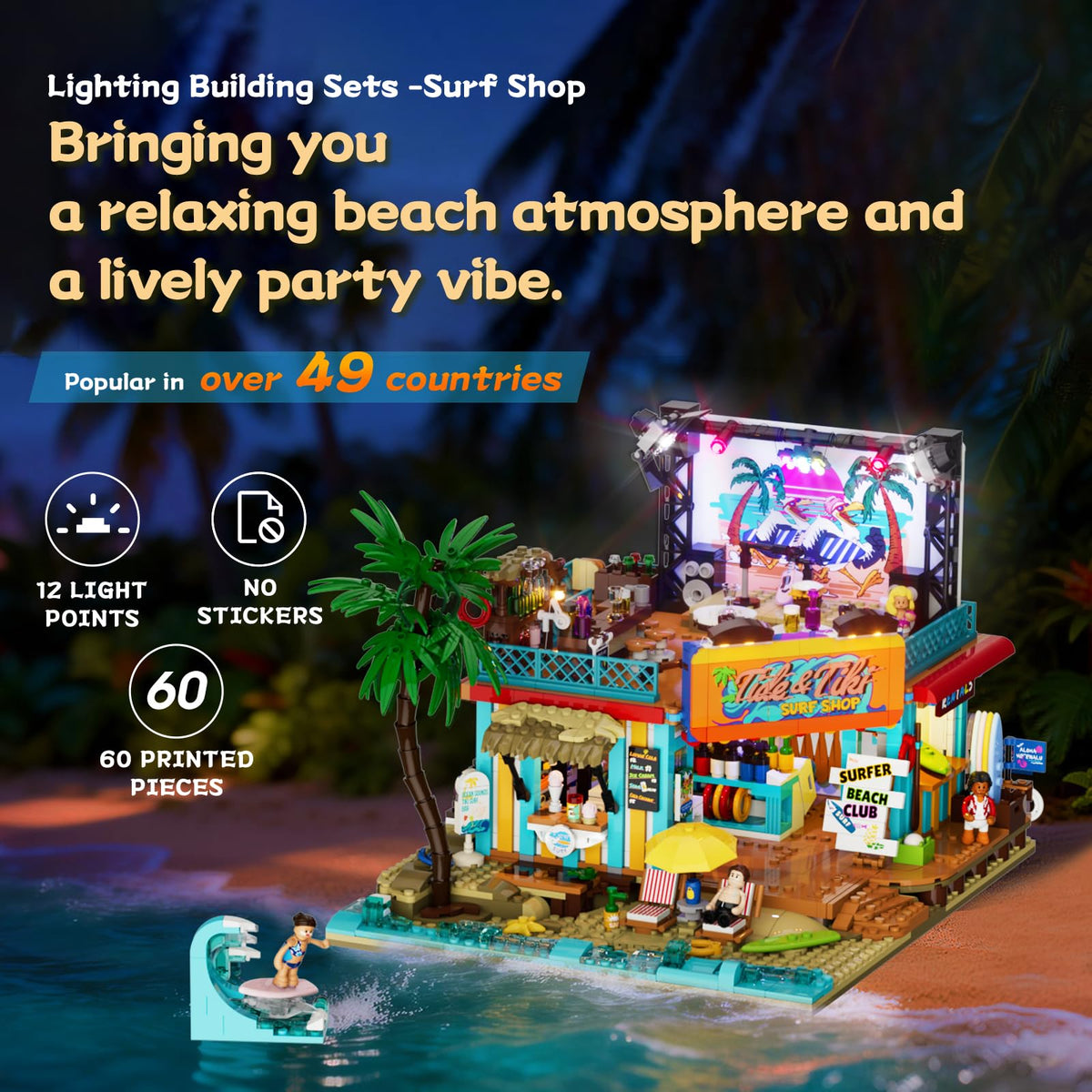 Lumibricks Surf Shop Coast Club roof removal highlights quick-access interior setup for easy customization.