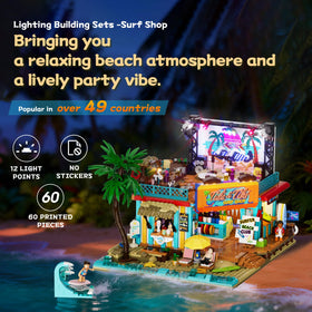 Lumibricks Surf Shop Coast Club roof removal highlights quick-access interior setup for easy customization.