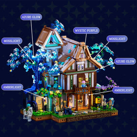 Lumibricks Sylvan Inn exclusive text system with blue candle flames