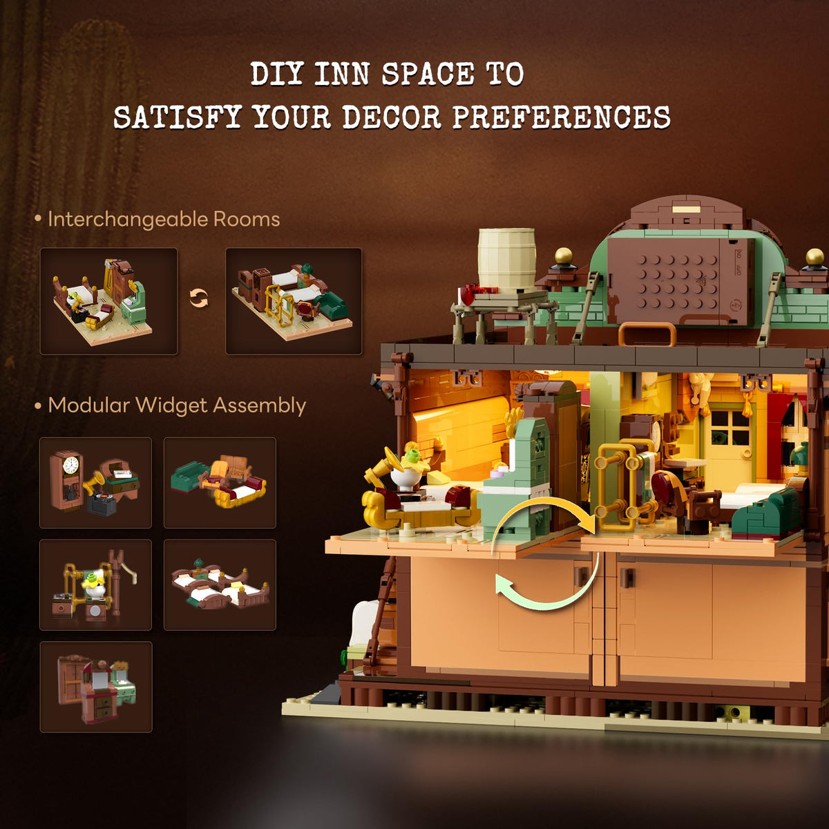 Lumibricks Western-Inn interactive figures and horse for play.