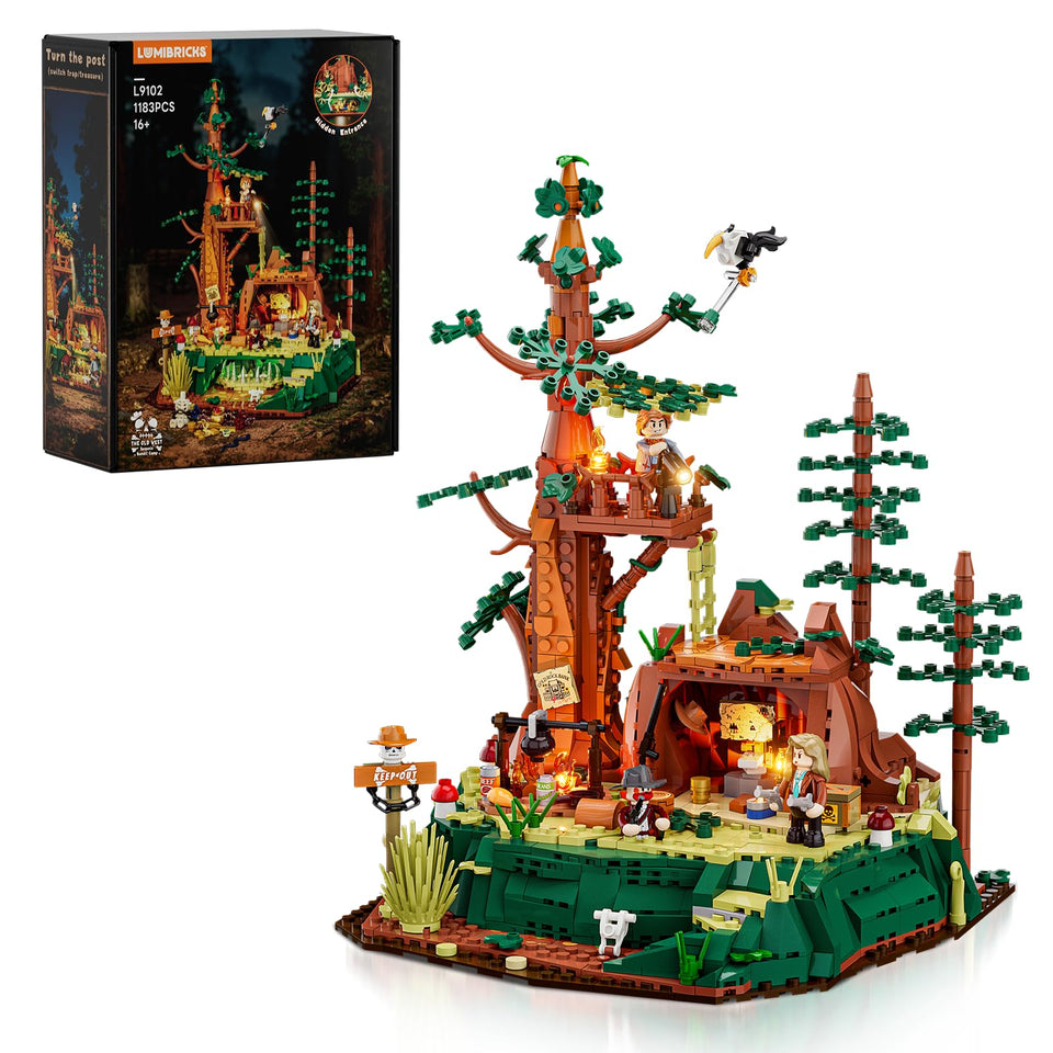Lumibricks Western Sequoia Bandit Outpost front view highlights epic play scene for collectors