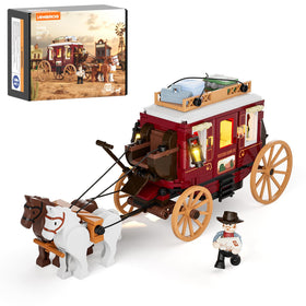 Lumibricks Western Stagecoach Lighting Set illuminates the stagecoach for immersive display.