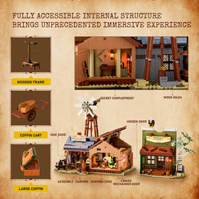 Lumibricks Western Workshop hidden doors reveal secret storage spaces.