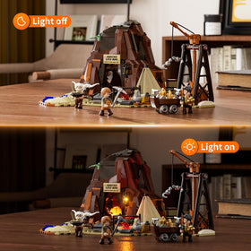 Lumibricks Wild West mine carts interior with light invites tactile mining play and exploration.