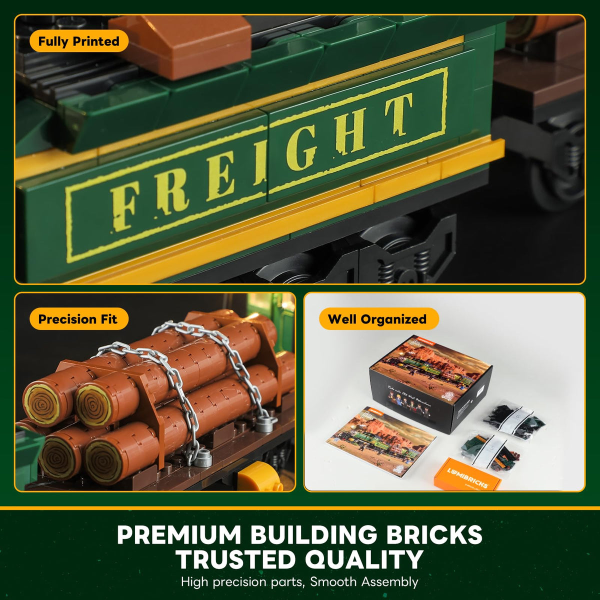 Lumibricks Wild West Freight Train minifigures add character and action options.