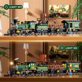 Lumibricks Wild West Freight Train track layout demonstrates expandability and curve navigation.