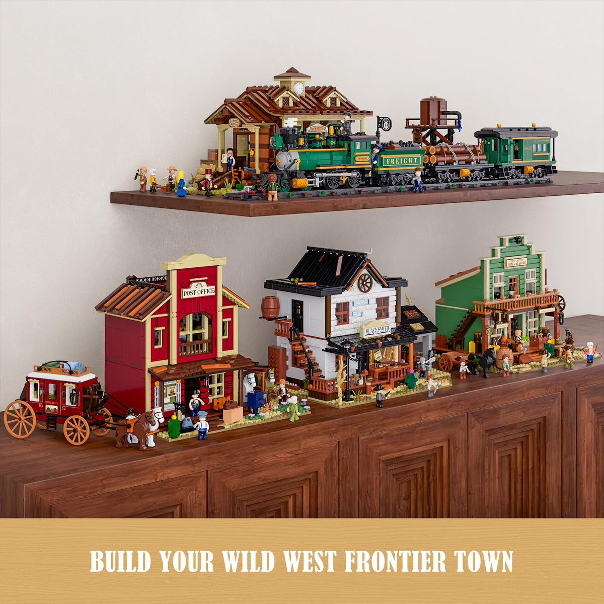Lumibricks Wild West weathered wood and stone textures highlight rugged frontier vibe