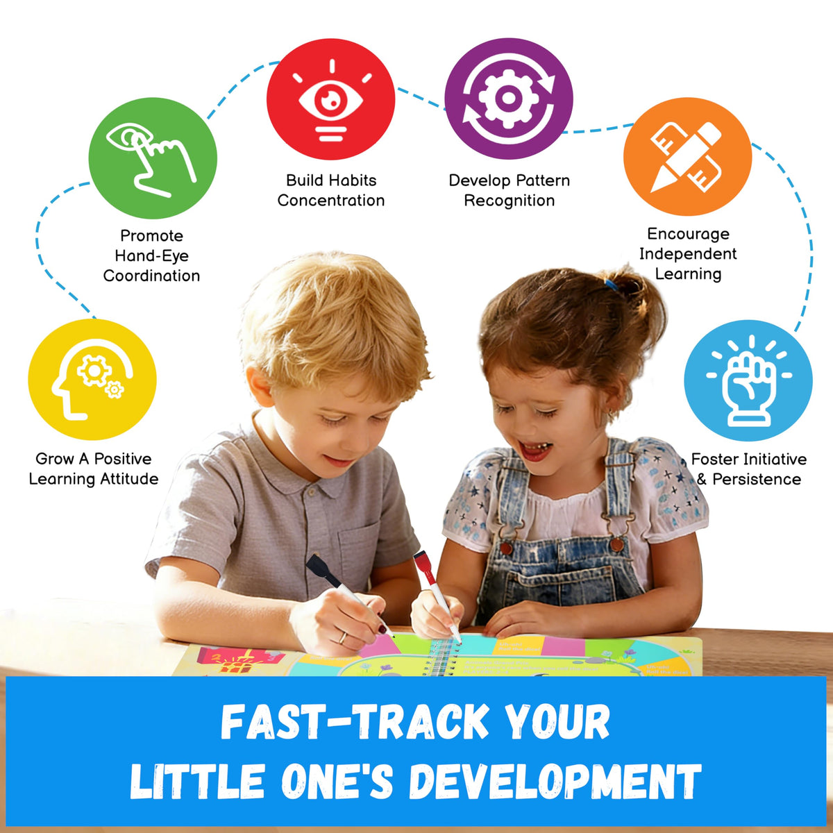 Lumikidz Busy Book fine motor activities page strengthens hand-eye coordination