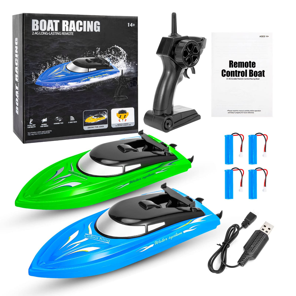 Lumiparty RC boat blue-green water-detection feature in action