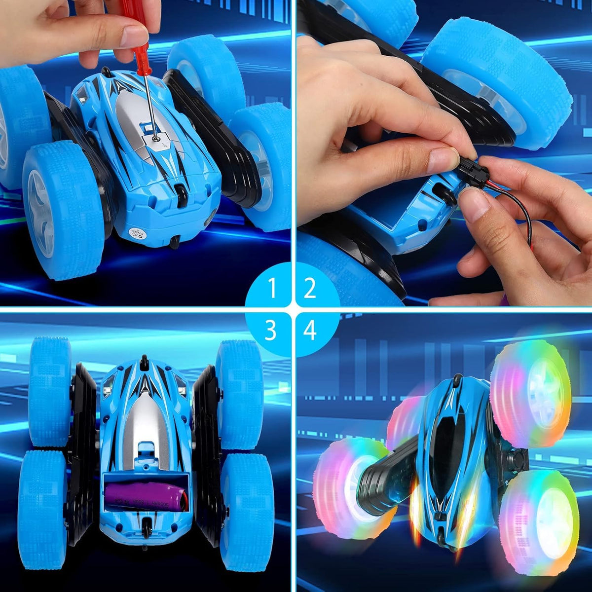 Lumiparty four-pack gift-ready box for budding racers.