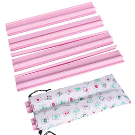 LUMIVIA pink wooden mahjong racks with pushers for organized gameplay