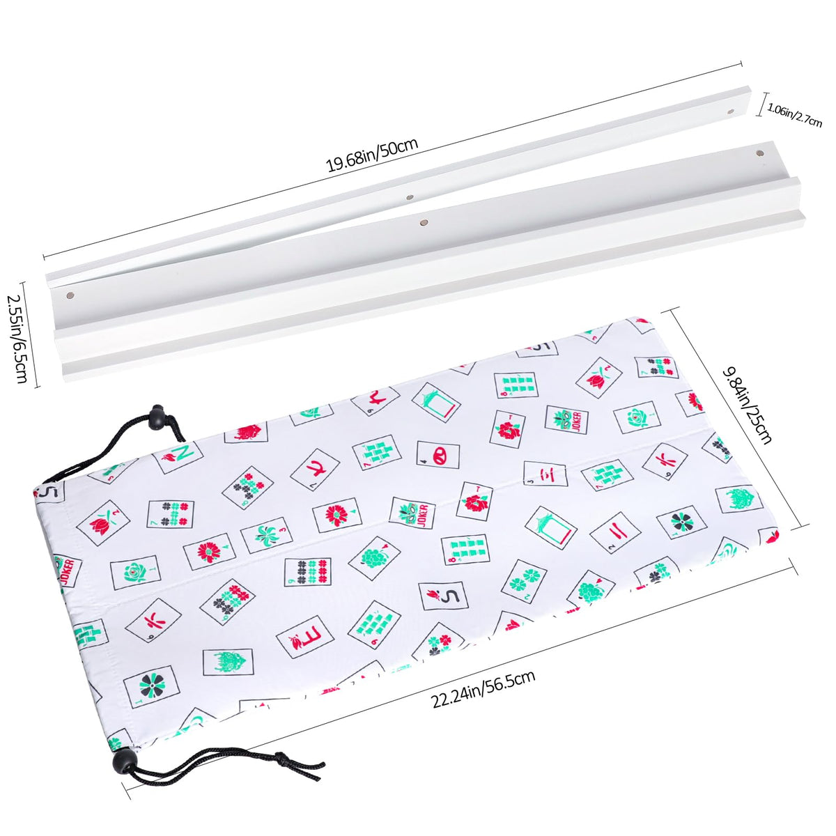 LUMIVIA white-printed drawstring bag protects racks during transport