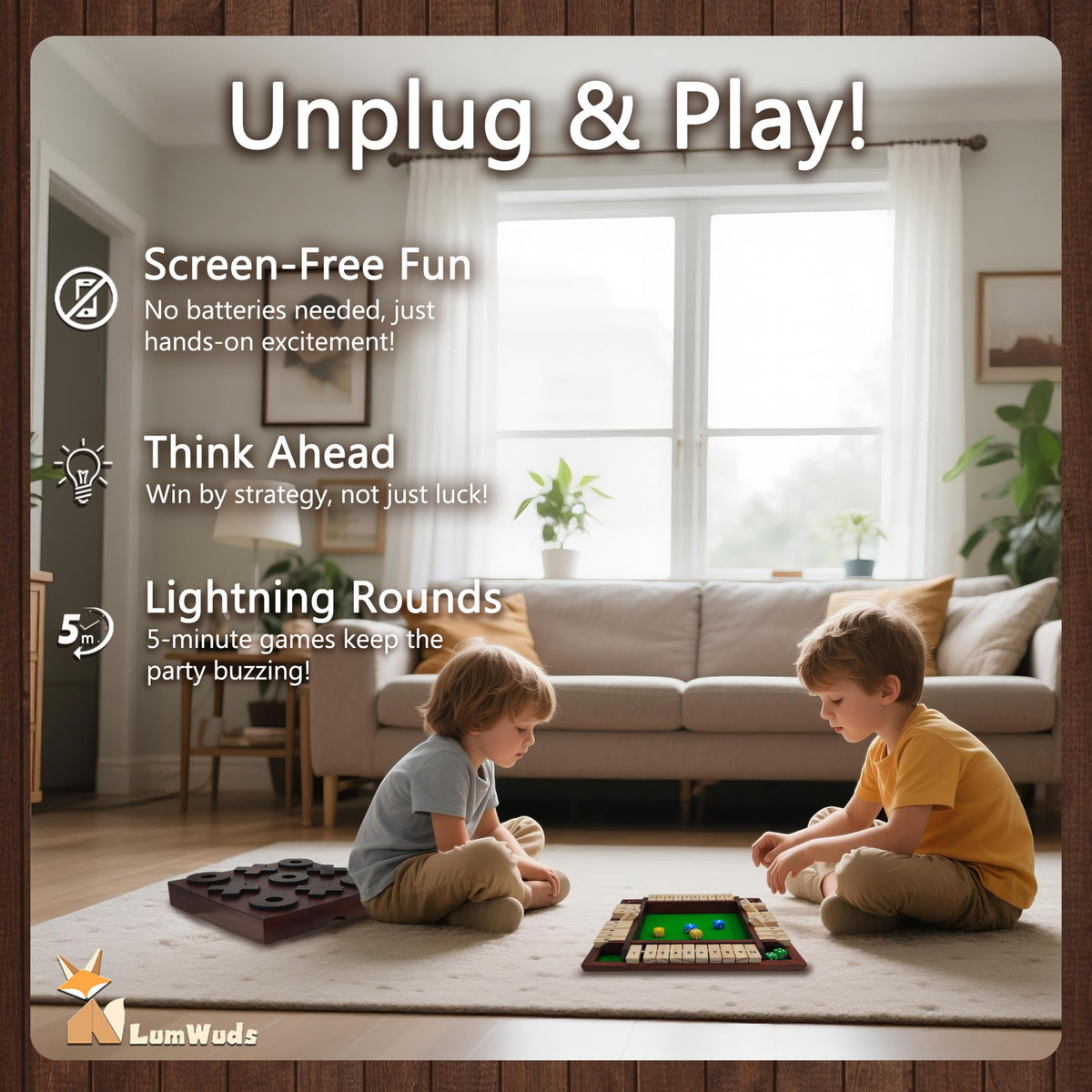 LumWuds compact storage design keeps game pieces organized and ready.