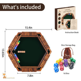 Close-up of LumWuds Shut The Box dice on a durable, felt-covered surface.