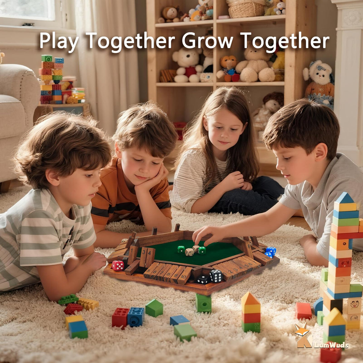 Vibrant colors and smooth wood finish on LumWuds Shut The Box.