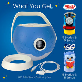 Gentle night light glow from Luna StoryTime sets a cozy bedtime ambiance