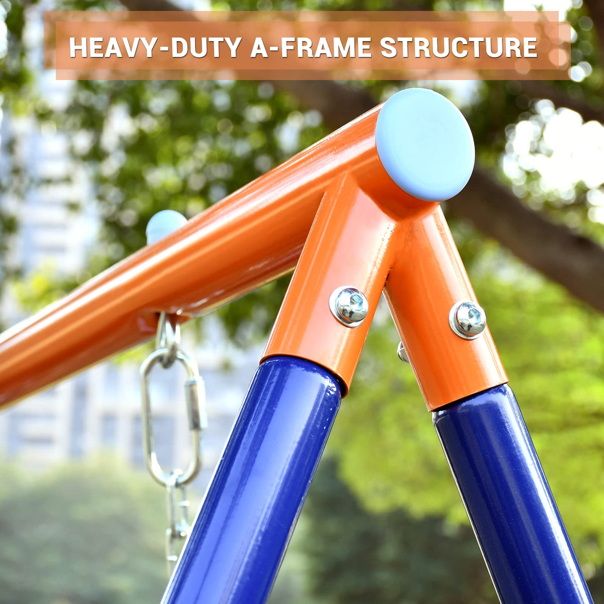 Lunafun heavy-duty metal A-frame emphasizes stable outdoor play
