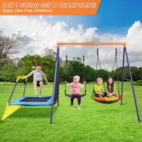 Lunafun kid enjoying swing in garden for imaginative outdoor play