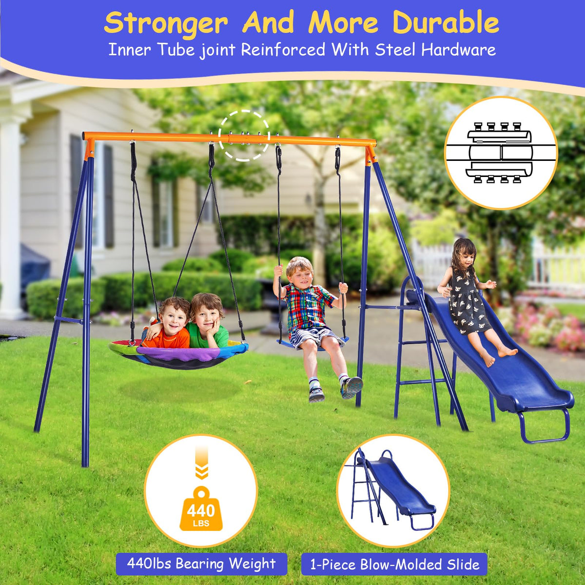 Lunafun 5ft wave slide delivers smooth entry to play.