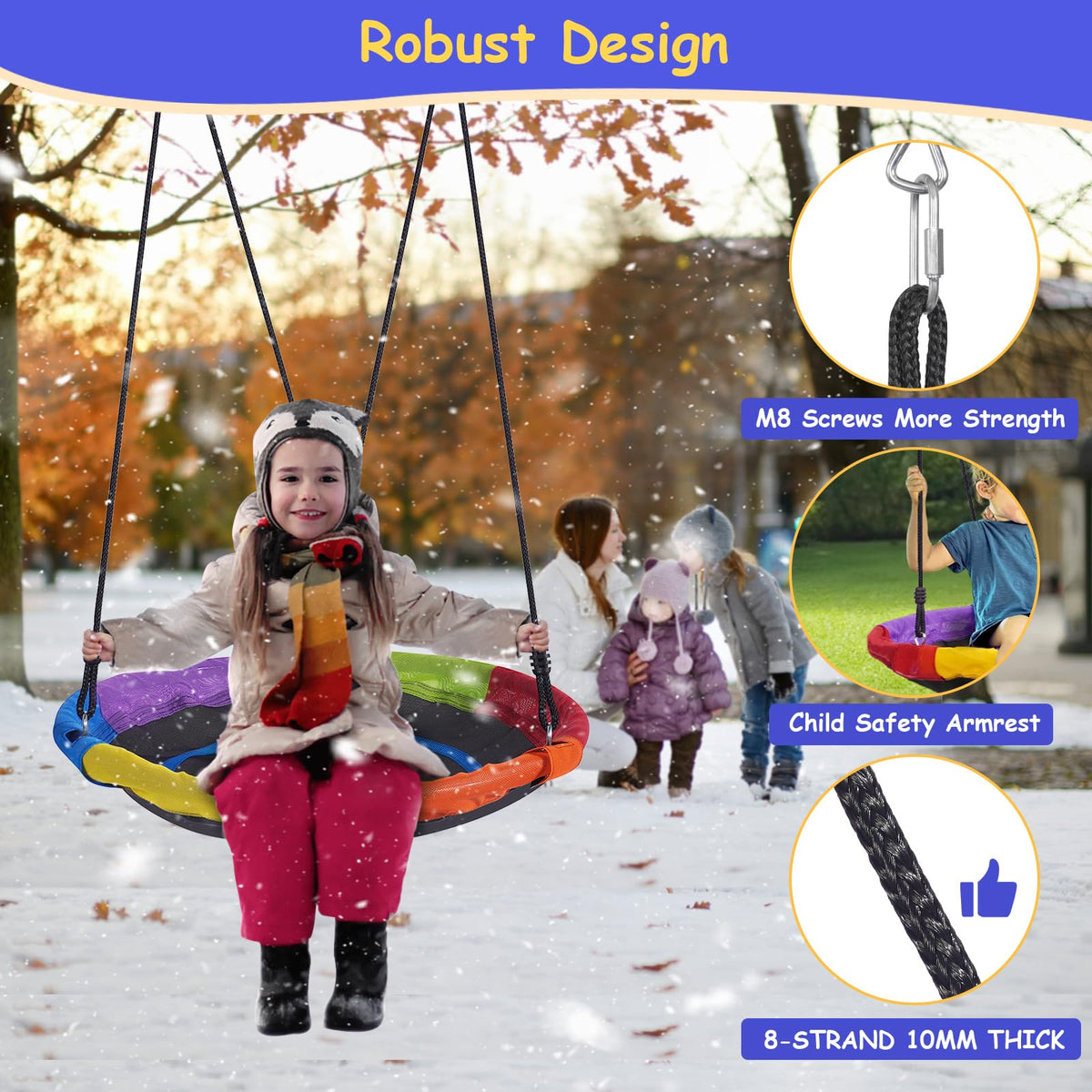 Lunafun heavy-duty steel frame offers lasting backyard support.