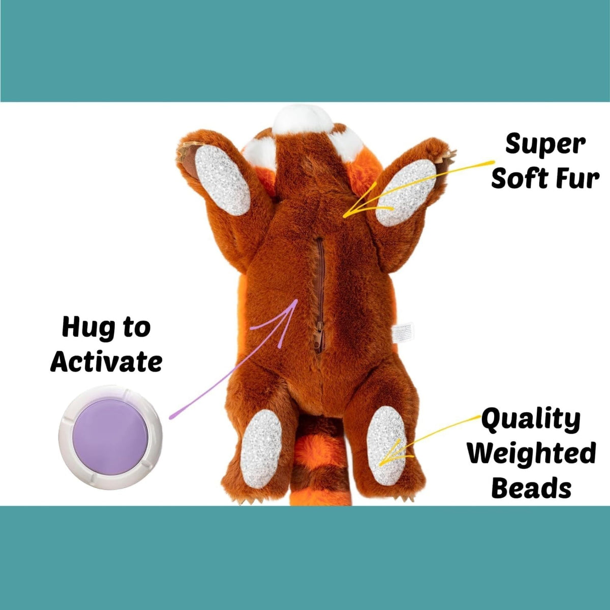 Lunapuer Snugglekid Red Panda weighted layout helps balanced support during lounging.