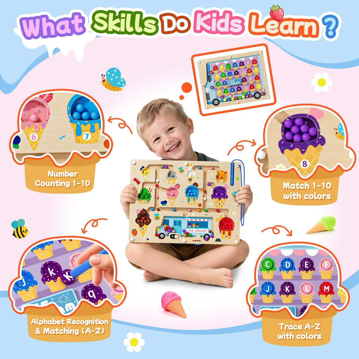 Luneetya color and number maze teaches numbers and colors.