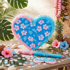 Lunmon Hawaiian heart pinata set double-sided print enhances party visuals.