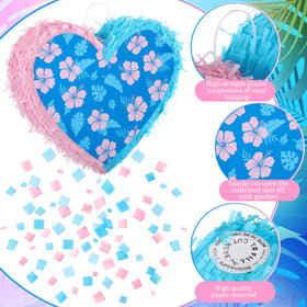 Lunmon Hawaiian heart pinata set confetti bag adds festive sparkle.