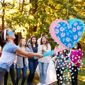 Lunmon Hawaiian heart pinata set stick included for safe breaking.