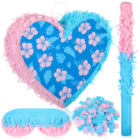 Lunmon Hawaiian heart pinata set top hanging ring enables quick setup.