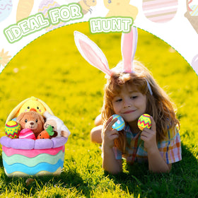 Lunmon plush Easter eggs providing tactile toys for colorful egg hunts.