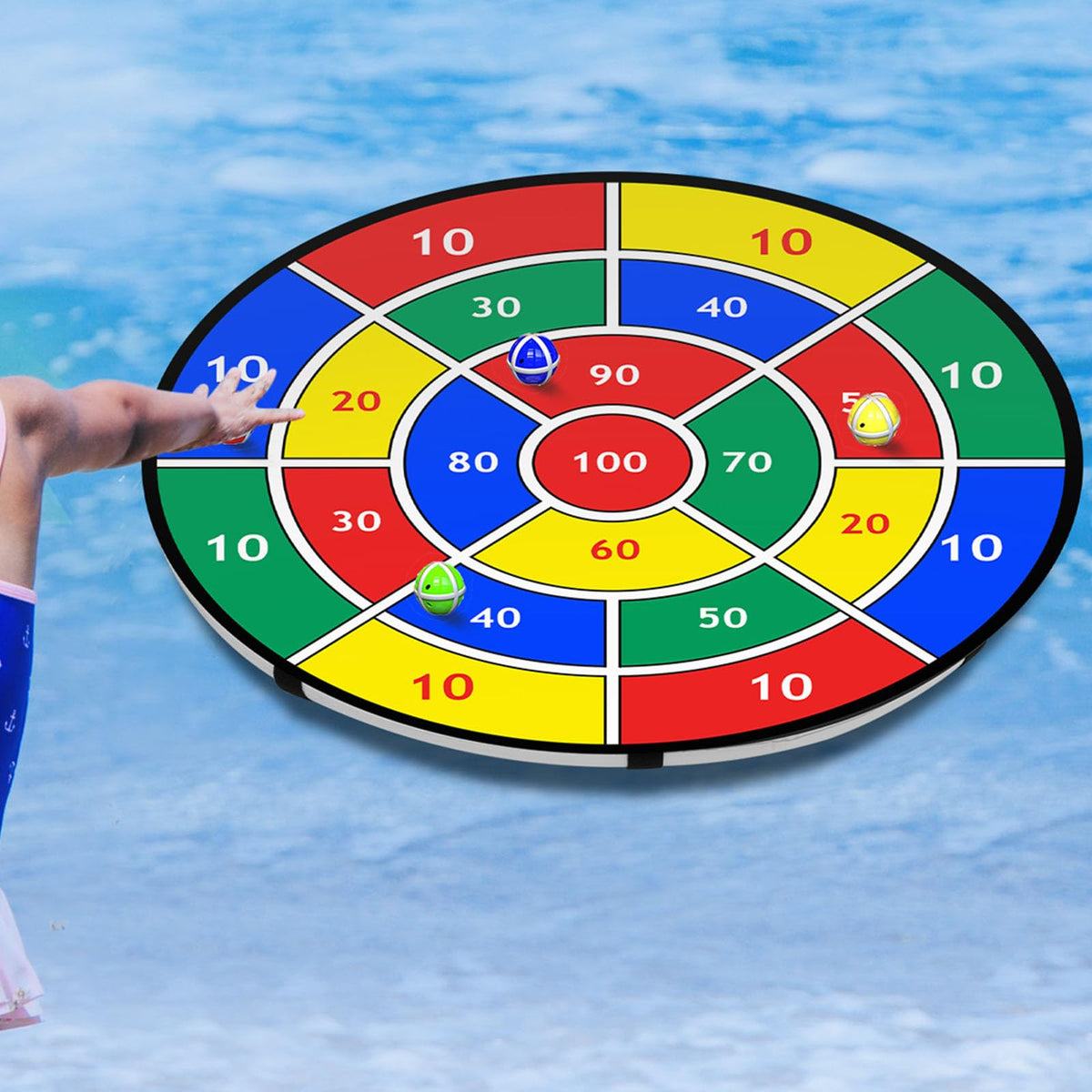 Lunmon Pool Dart Game Set 29-inch target for easier aim and scoring.
