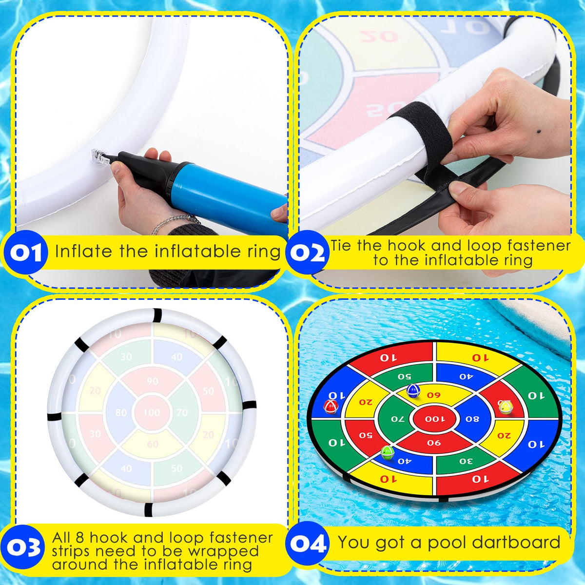 Lunmon Pool Dart Game Set features a floating accessory for water play.