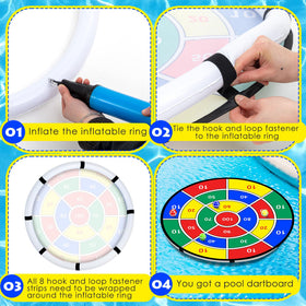 Lunmon Pool Dart Game Set features a floating accessory for water play.