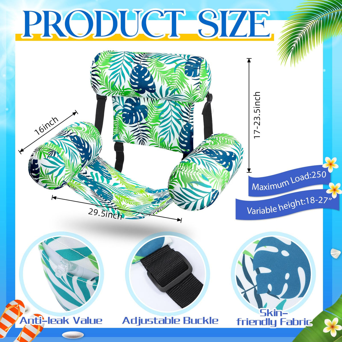 Lunmon premium canvas fabric and thick PVC for durable pool lounging.