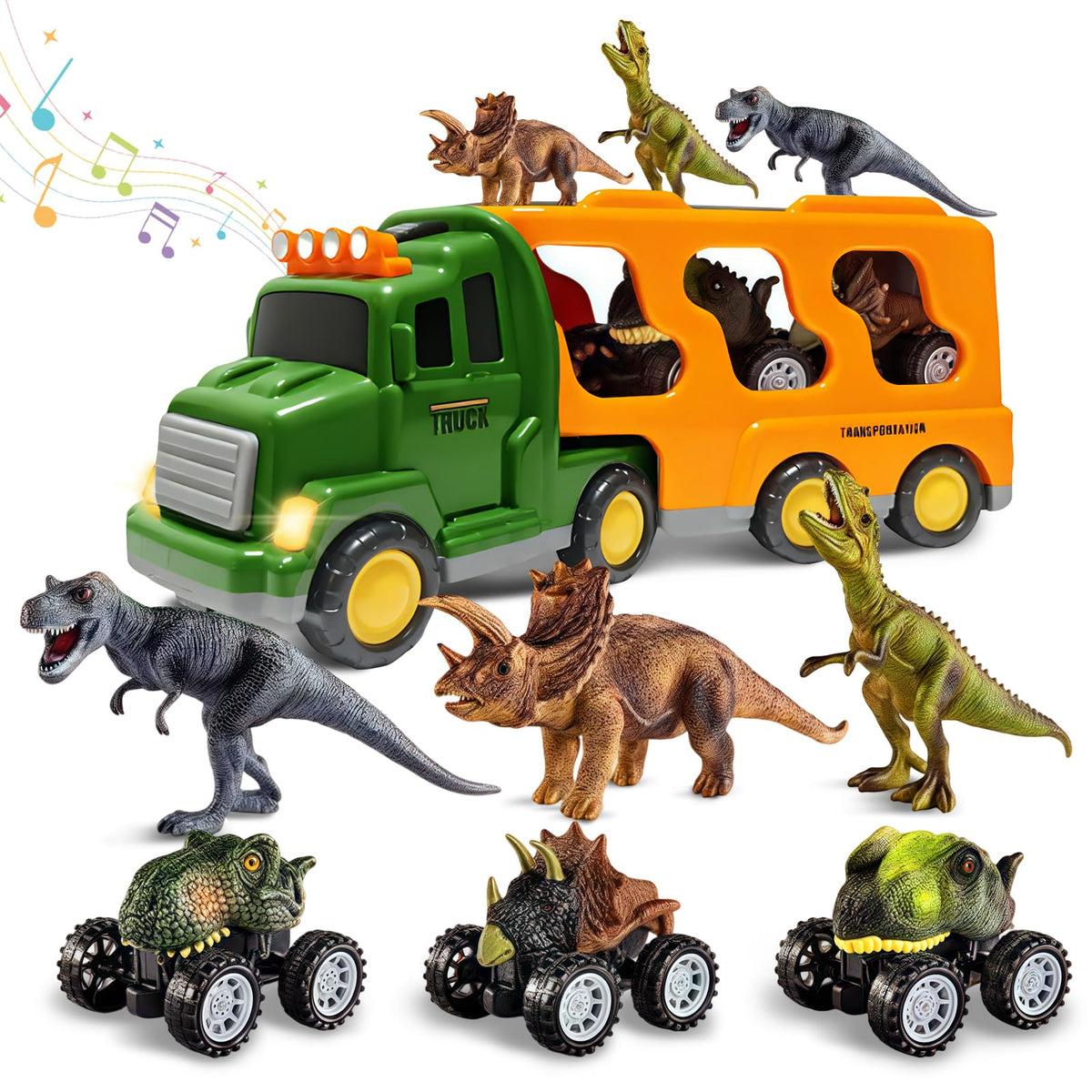 Lunoppy dinosaur truck set with figures invites imaginative play and storytelling.