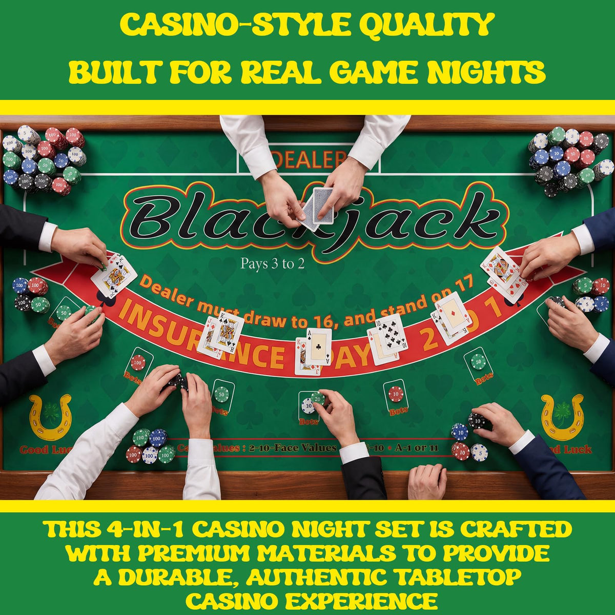 Lunorvexia Casino Night cards and decks with dealer button for authentic turns