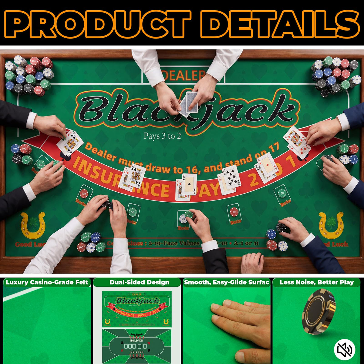 Lunorvexia poker mat two decks included for quick setup and play