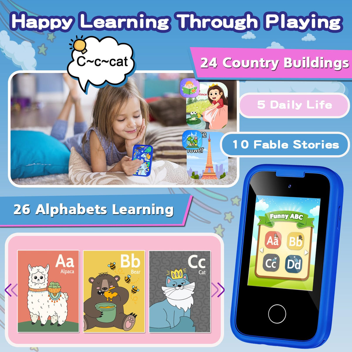 Luoba Kids Phone includes 8GB memory card for music and stories anytime.