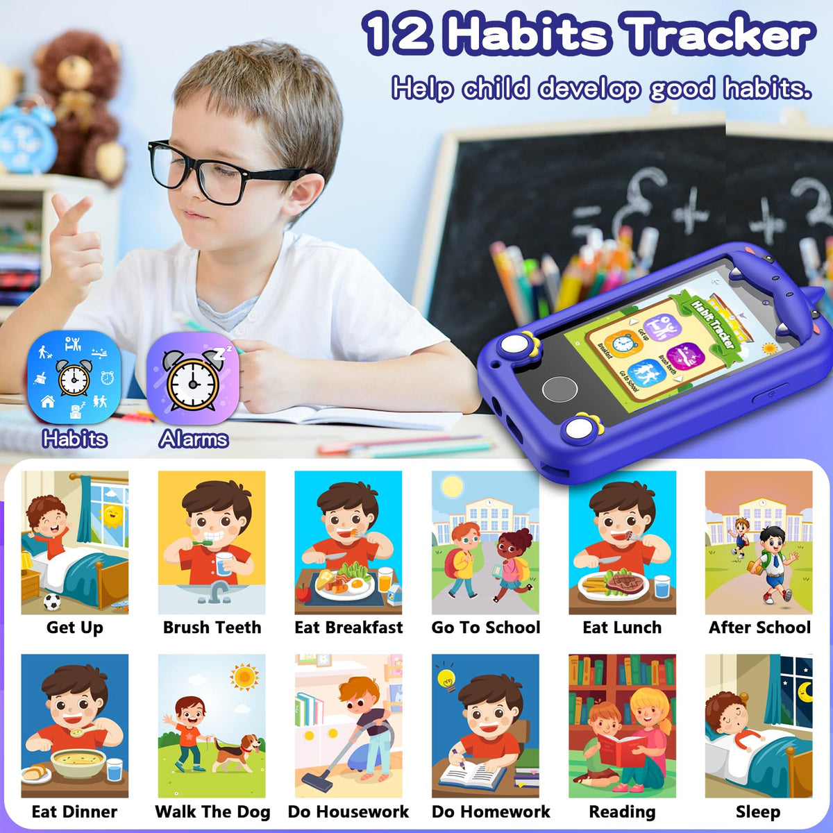 Luoba Kids Phone ABC learning feature on the home screen.