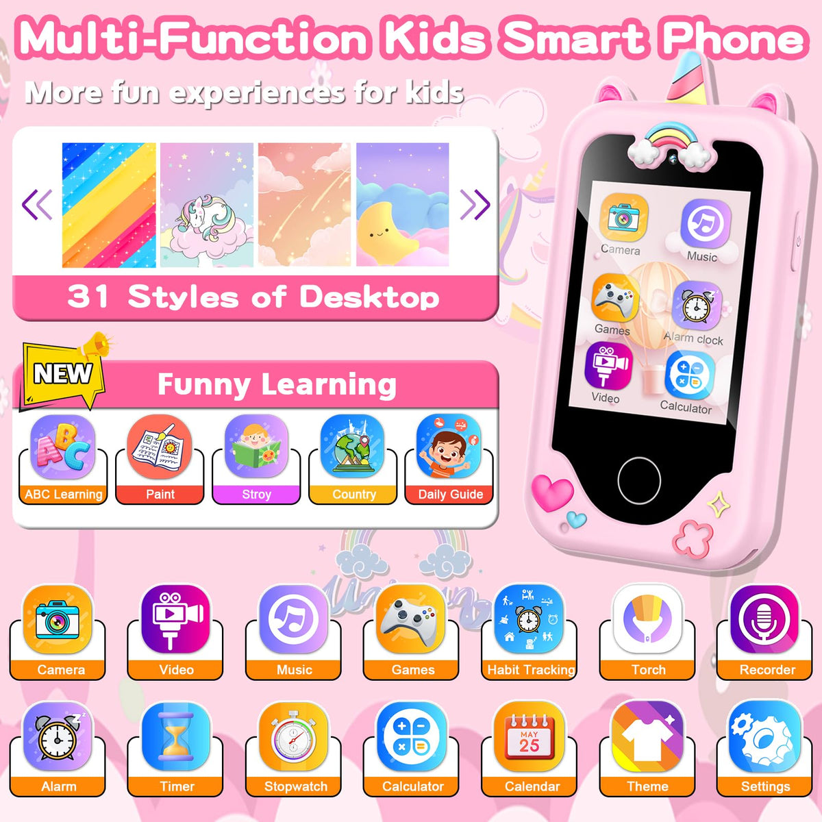 Luoba kids phone dual camera enables fun selfies.