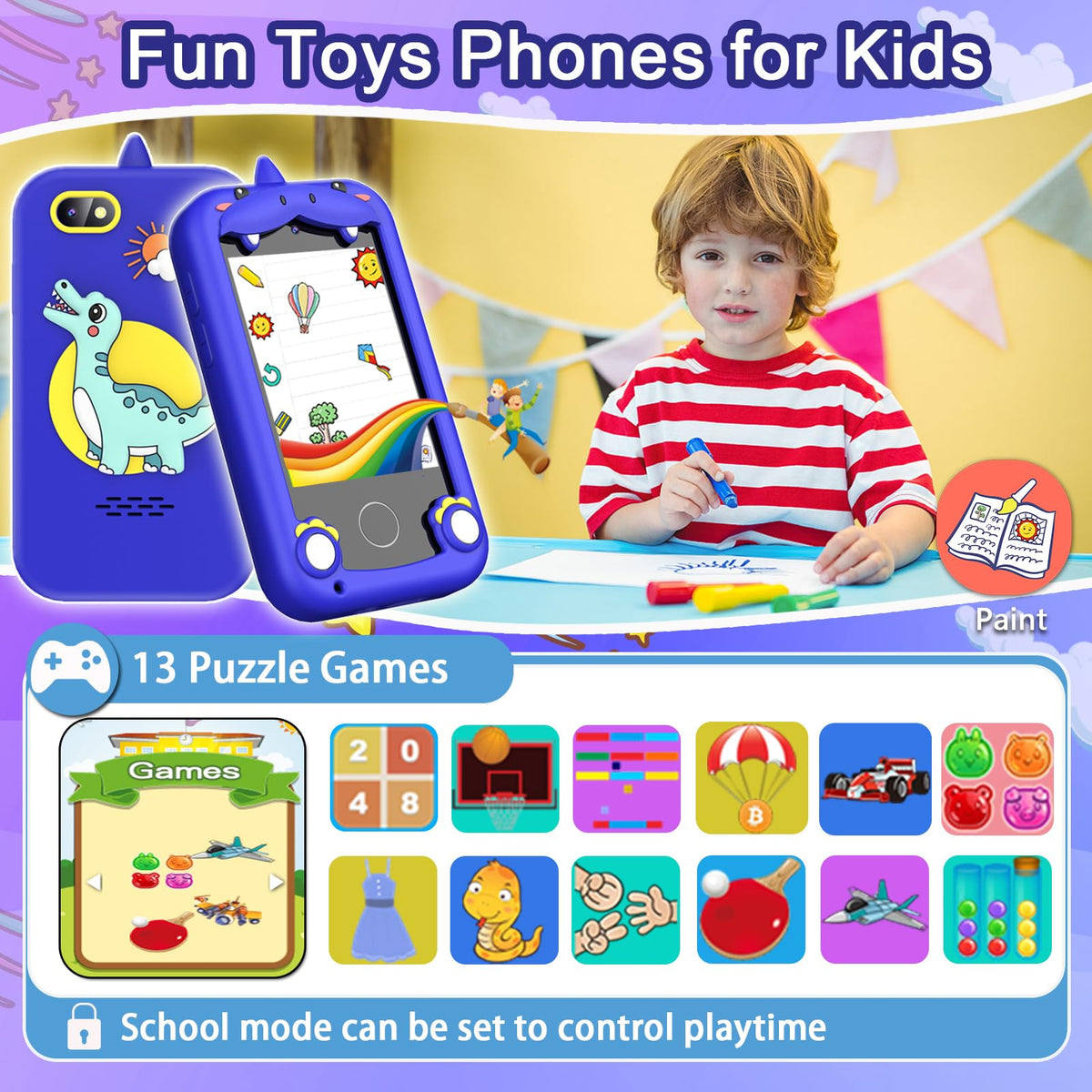 Luoba Kids Phone with lanyard for secure carry during play.