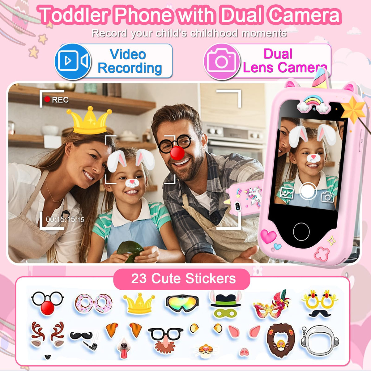 Luoba kids phone touchscreen 28-inch display for easy navigation.