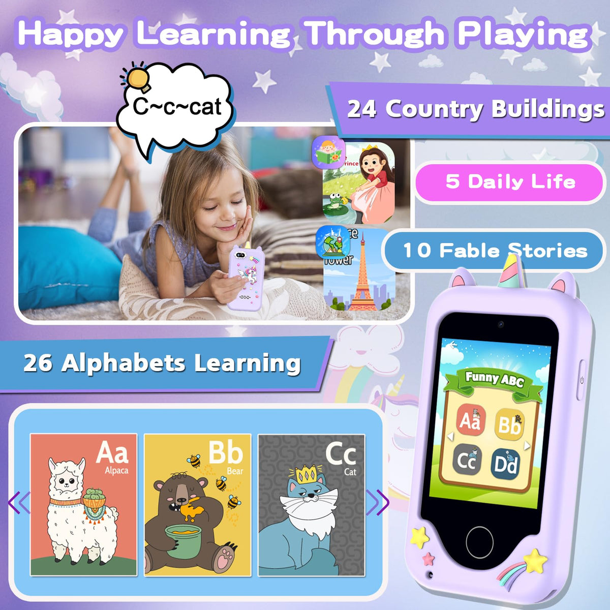 Luoba Kids Smart Phone puzzle games; boosts logical thinking through engaging challenges.