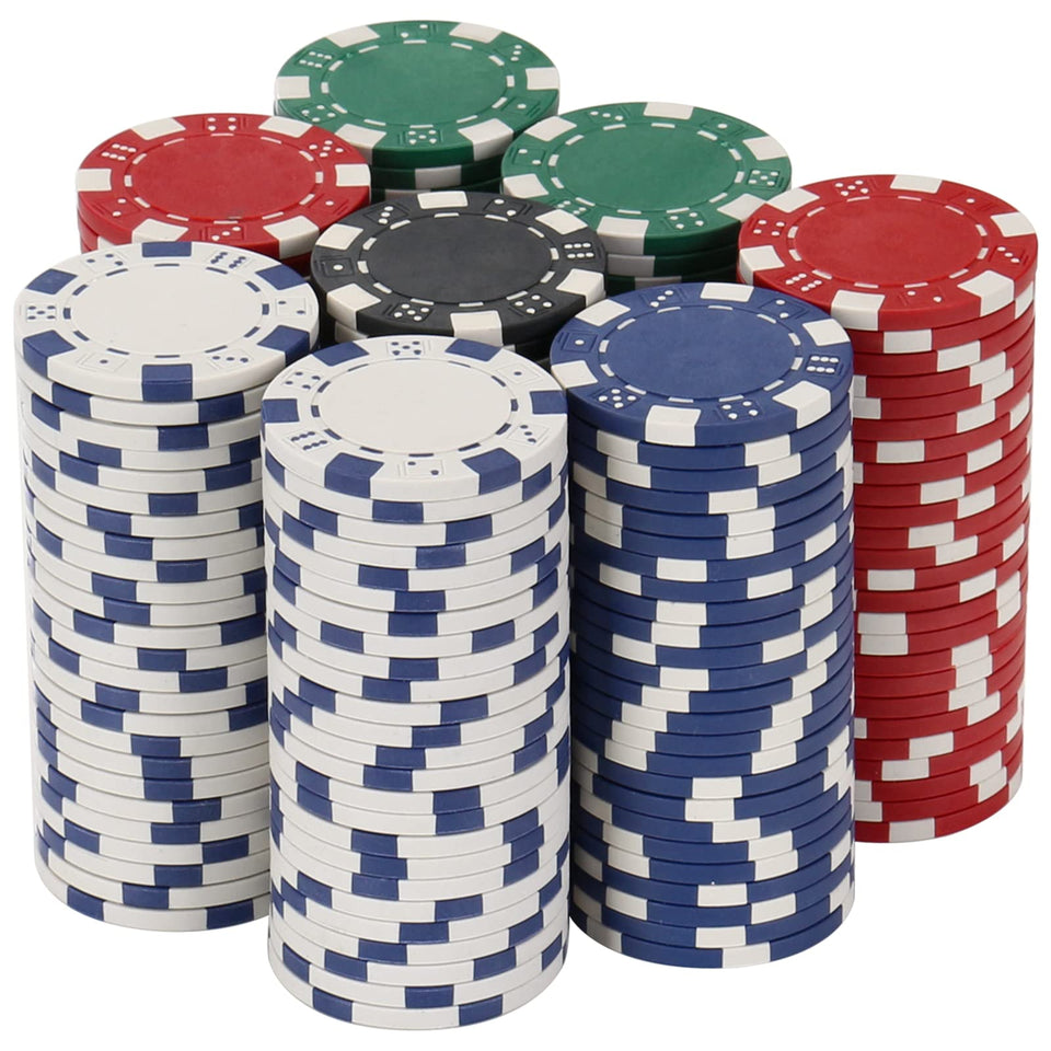LUOBAO 11.5g poker chips on table with premium casino feel.