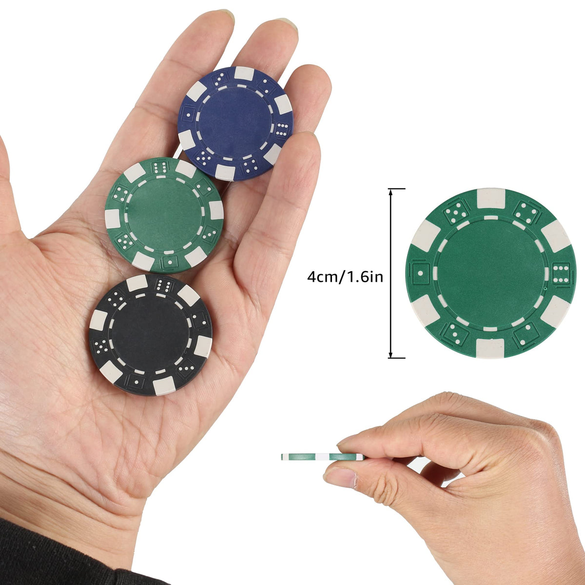LUOBAO chips measure 39 mm in diameter for comfortable handling.
